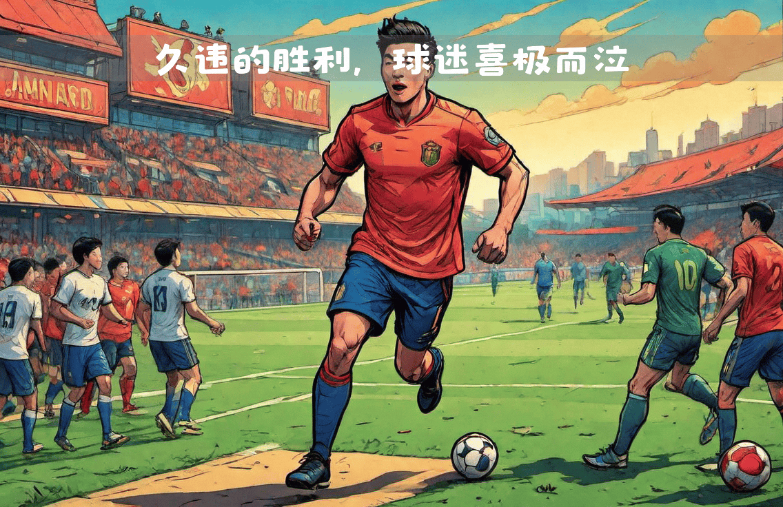 足球比赛胜利后球员热泪盈眶